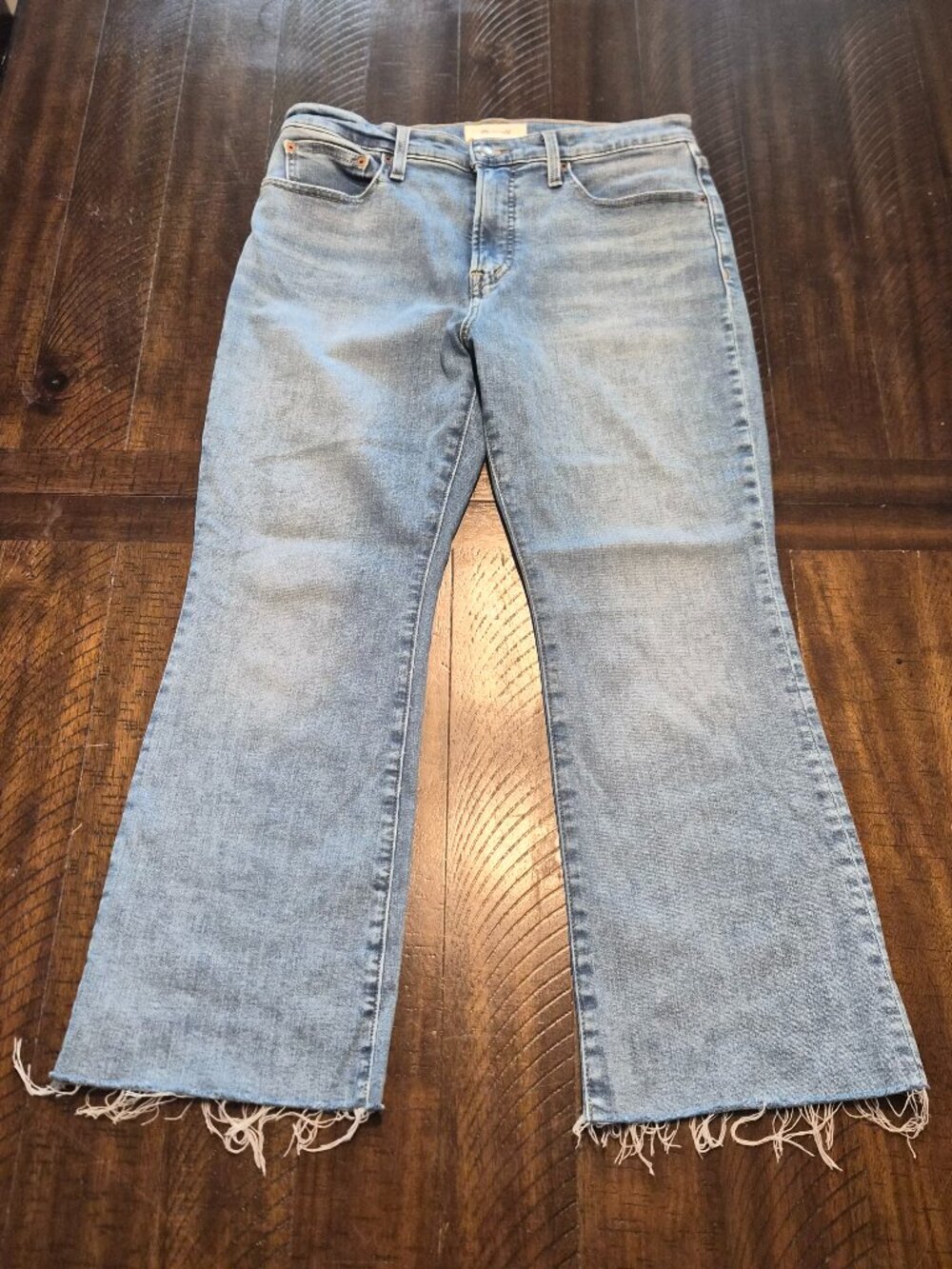 Madewell Womens Blue The Strech Flare Crop Jeans Size 29S Boho Frayed Hem G870